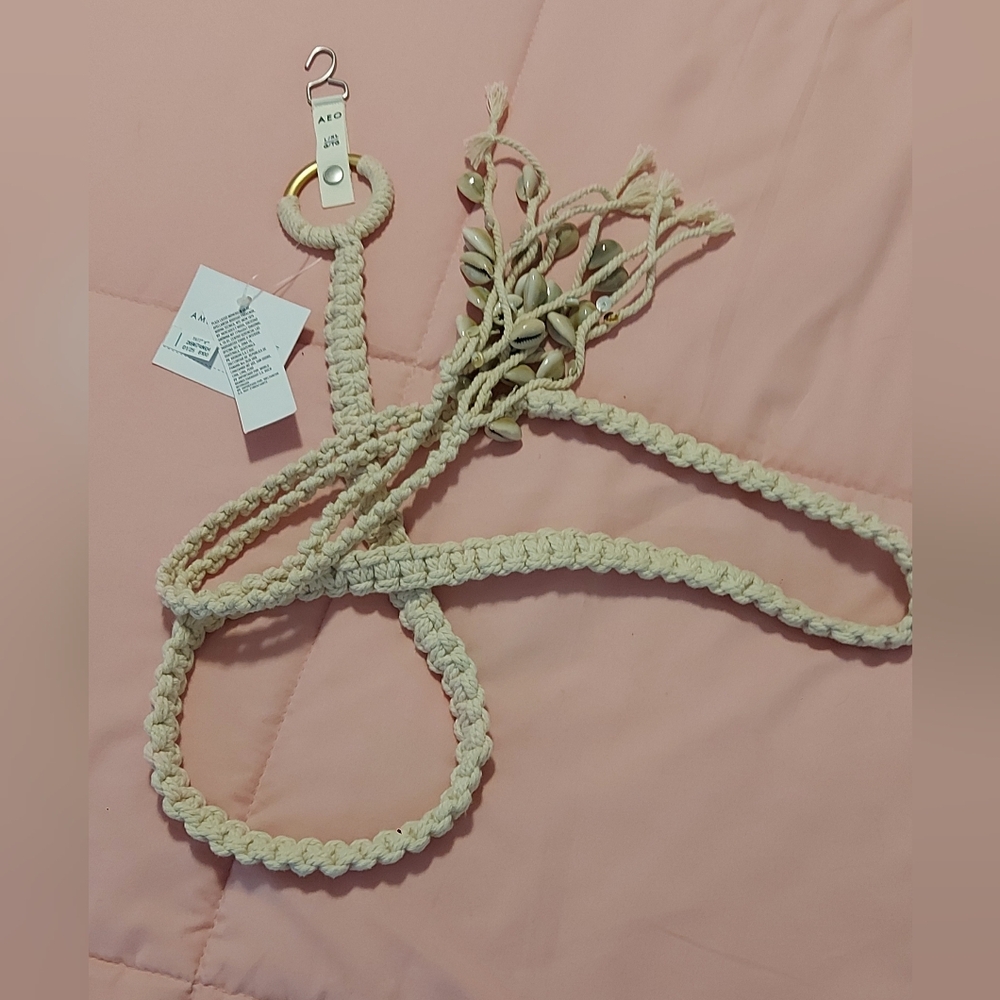 American Eagle Outfitters NWT Braided Tan Belt With Shells